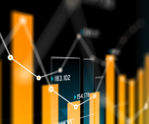 Financial data analysis graph showing search findings. Selective focus. Horizontal composition with copy space.